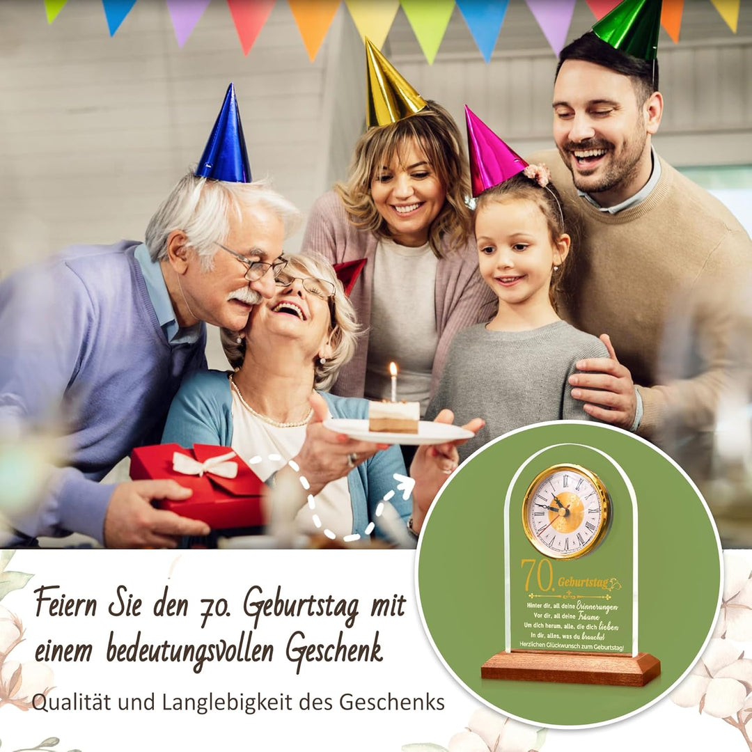 OkiyiD 70. Geburtstag Geschenke für Frauen, Besonderes Geburtstagsgeschenk - Quarzuhr Tischuhr, Cool