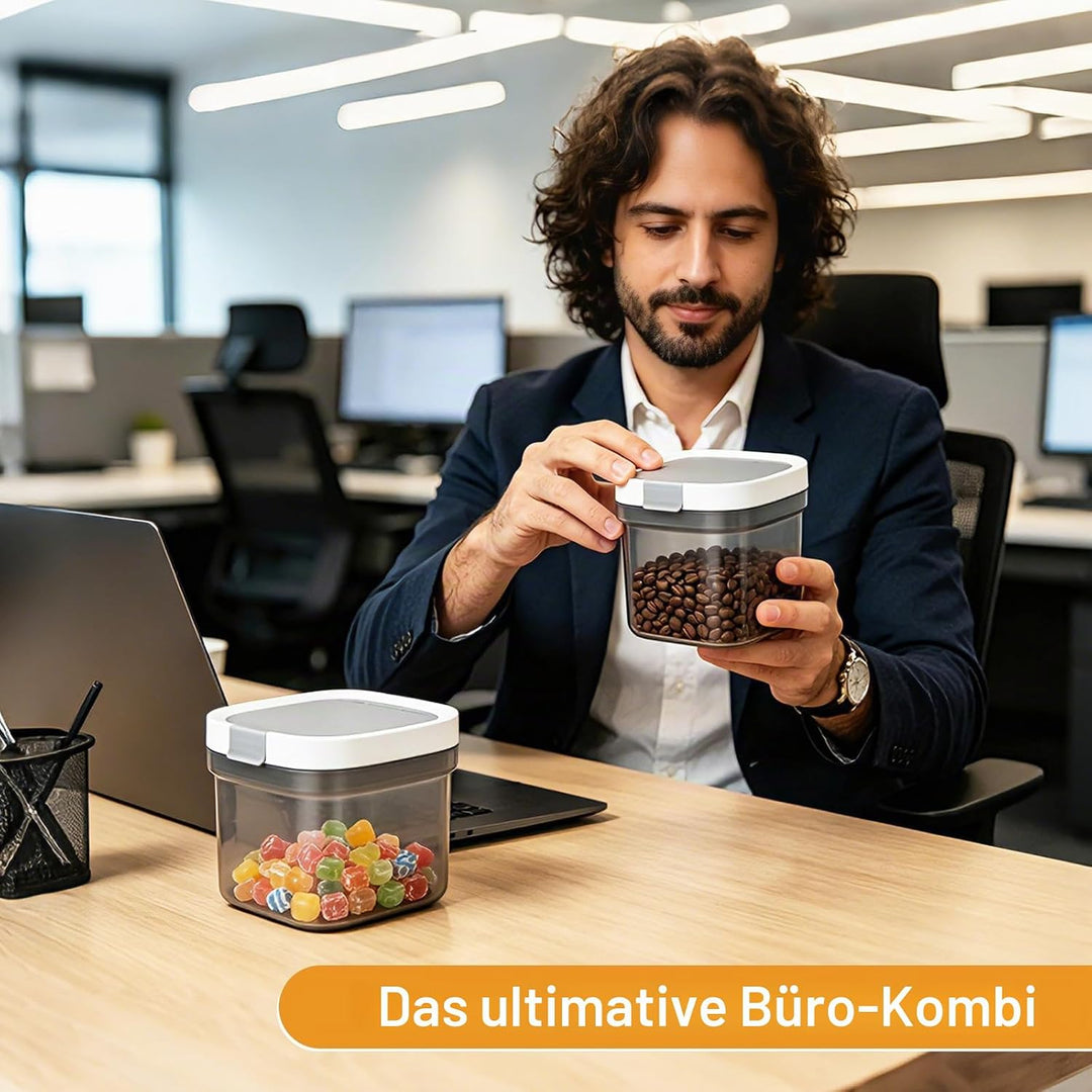 Kaffeedose Set, 800ml+800ml+1800ml, mit magnetischem Löffel UV-Schutz doppelte Dichtung breite Öffnu