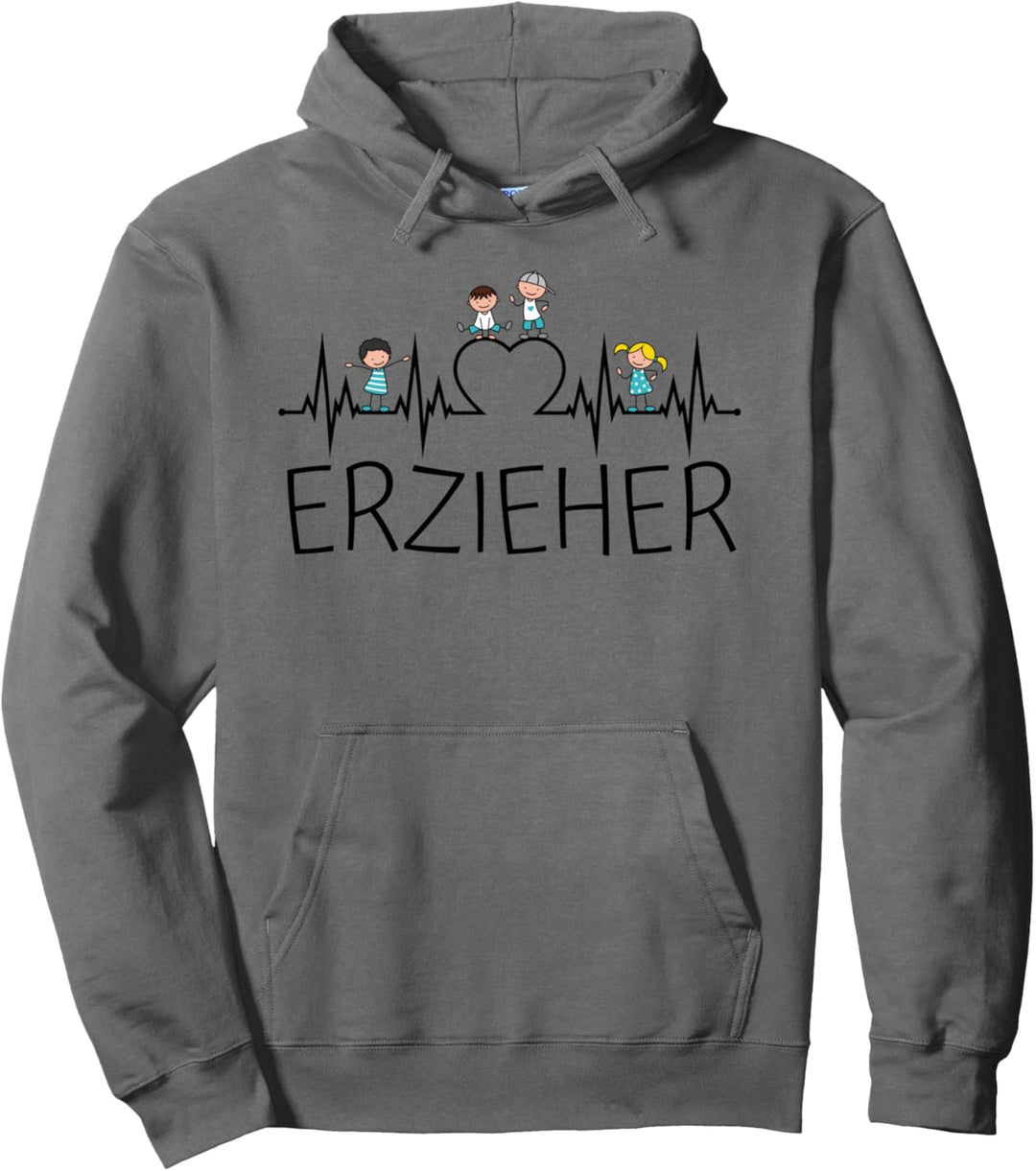 Erzieher Herzschlag Herz Kinder Kindergarten Kita Erzieherin Pullover Hoodie