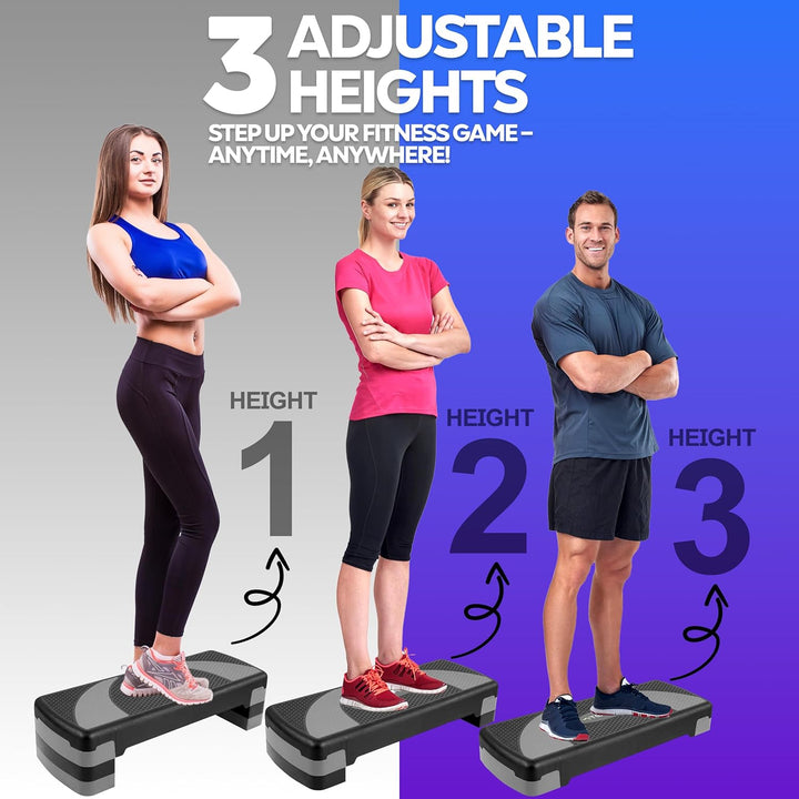 TechFit Aerobic Stepper, höhenverstellbar, rutschfeste Oberfläche, belastbar bis 120 kg, aus leichte