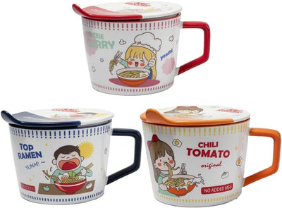 lachineuse - Instant-Nudel-Schale – japanische Ramen-Schale & chinesische Nudeln mit Besteck & Decke