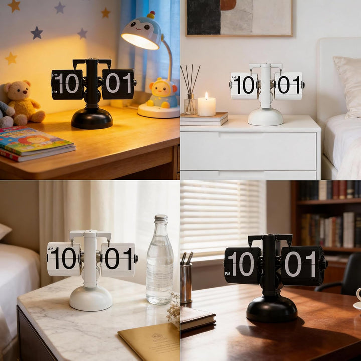 Natudeco Flip Clock Retro Flip Uhr Klappzahlenuhr Digitale Mechanische Tisch klappuhr Flip-Down-Uhr