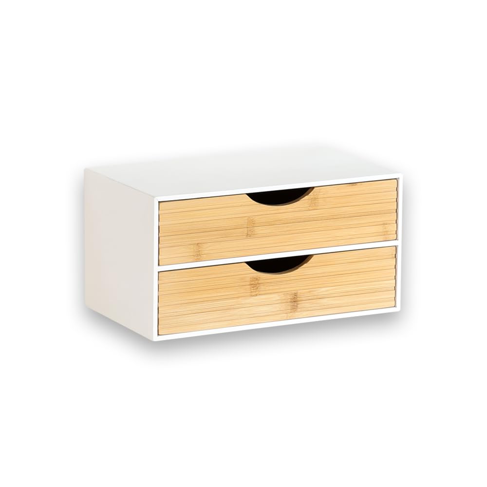 KESPER | Organizer mit 2 Schubladen, Material: FSC®-zertifizierte Spanplatte & Bambus, Masse: 27 x 1