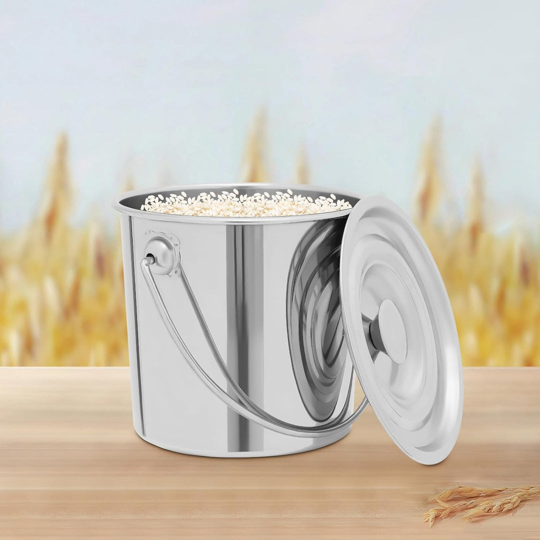 6L Edelstahl-Kücheneimer mit Deckel, Milchkanne mit Grossem Fassungsvermögen Versiegeltem – Verstärk