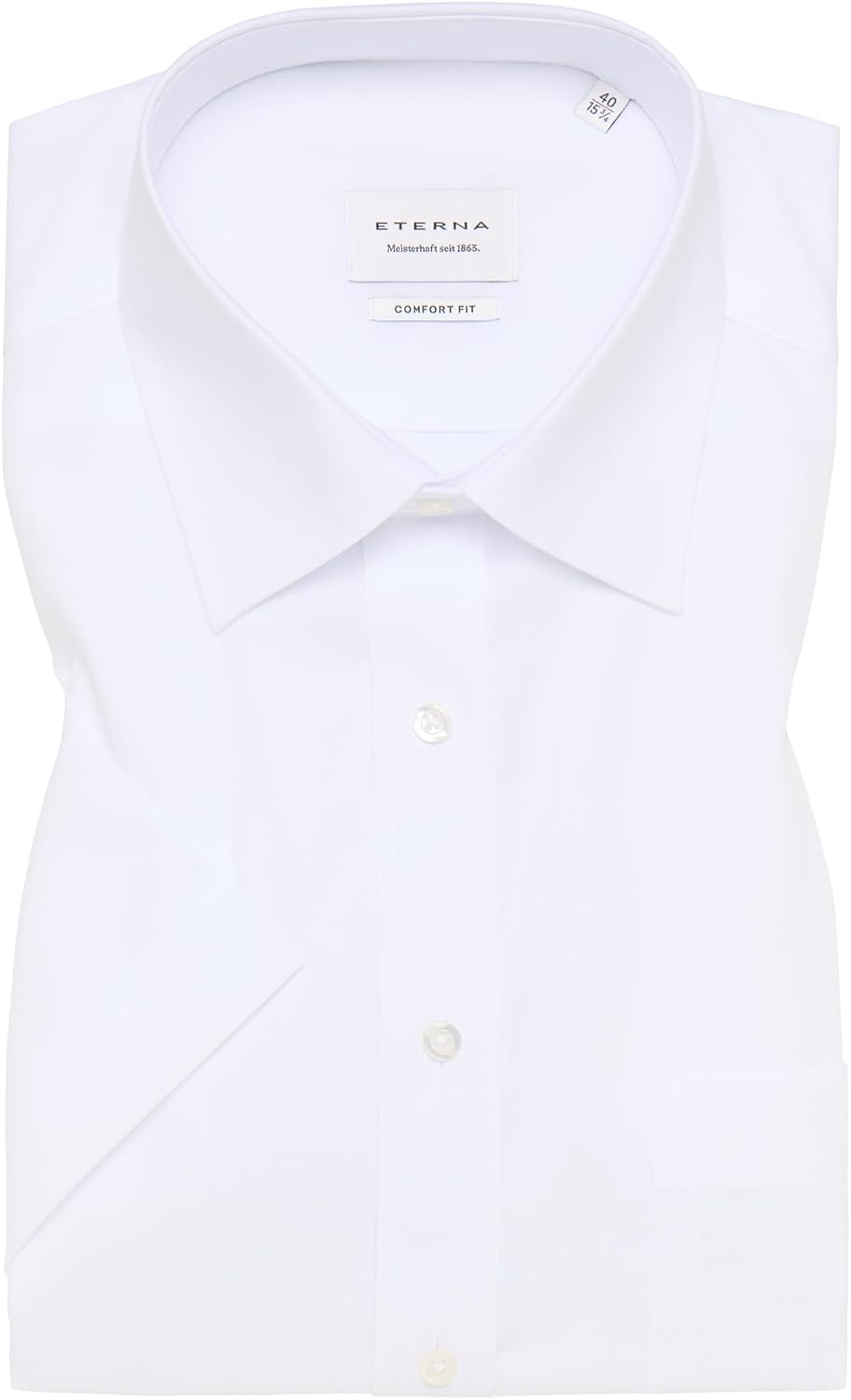 ETERNA Male unifarbenes Popeline Kurzarmhemd Comfort FIT 40 Weiss, 40 Weiss