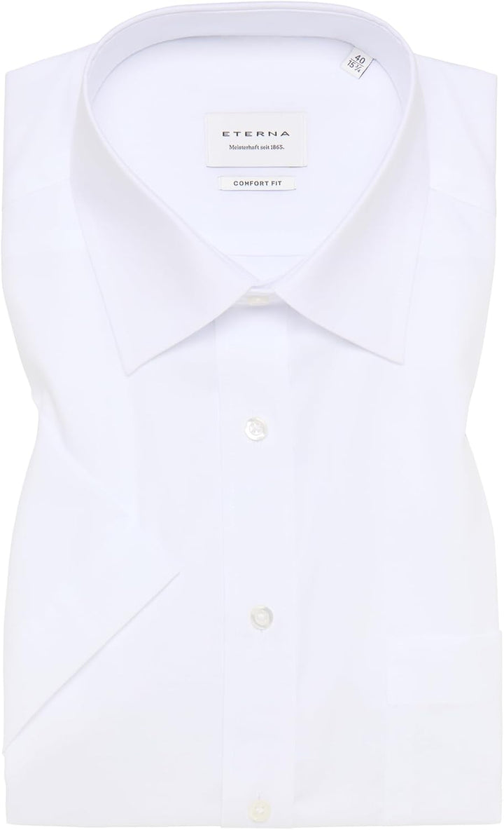 ETERNA Male unifarbenes Popeline Kurzarmhemd Comfort FIT 40 Weiss, 40 Weiss