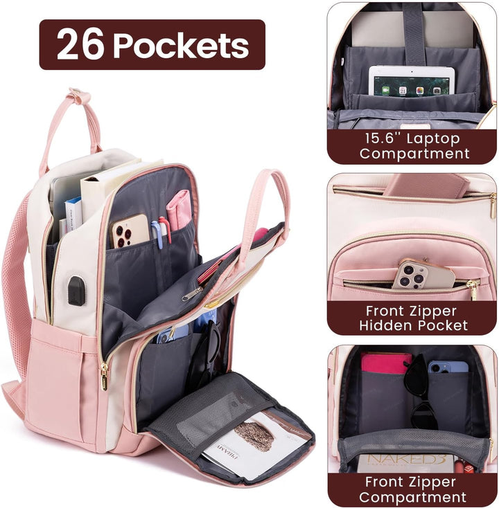LOVEVOOK Rucksack Damen Laptop Rucksack 15.6 Zoll Schulrucksack Mädchen Teenager Wasserdicht Schulta
