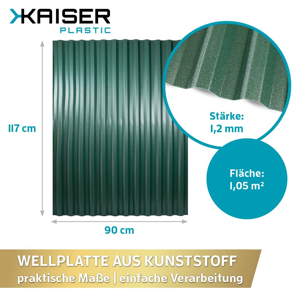 KAISER plastic® Wellplatten Grün | Wellplatten Dach, Welldach Kunststoff | Dachplatten wetterfest |