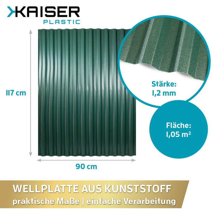 KAISER plastic® Wellplatten Grün | Wellplatten Dach, Welldach Kunststoff | Dachplatten wetterfest |