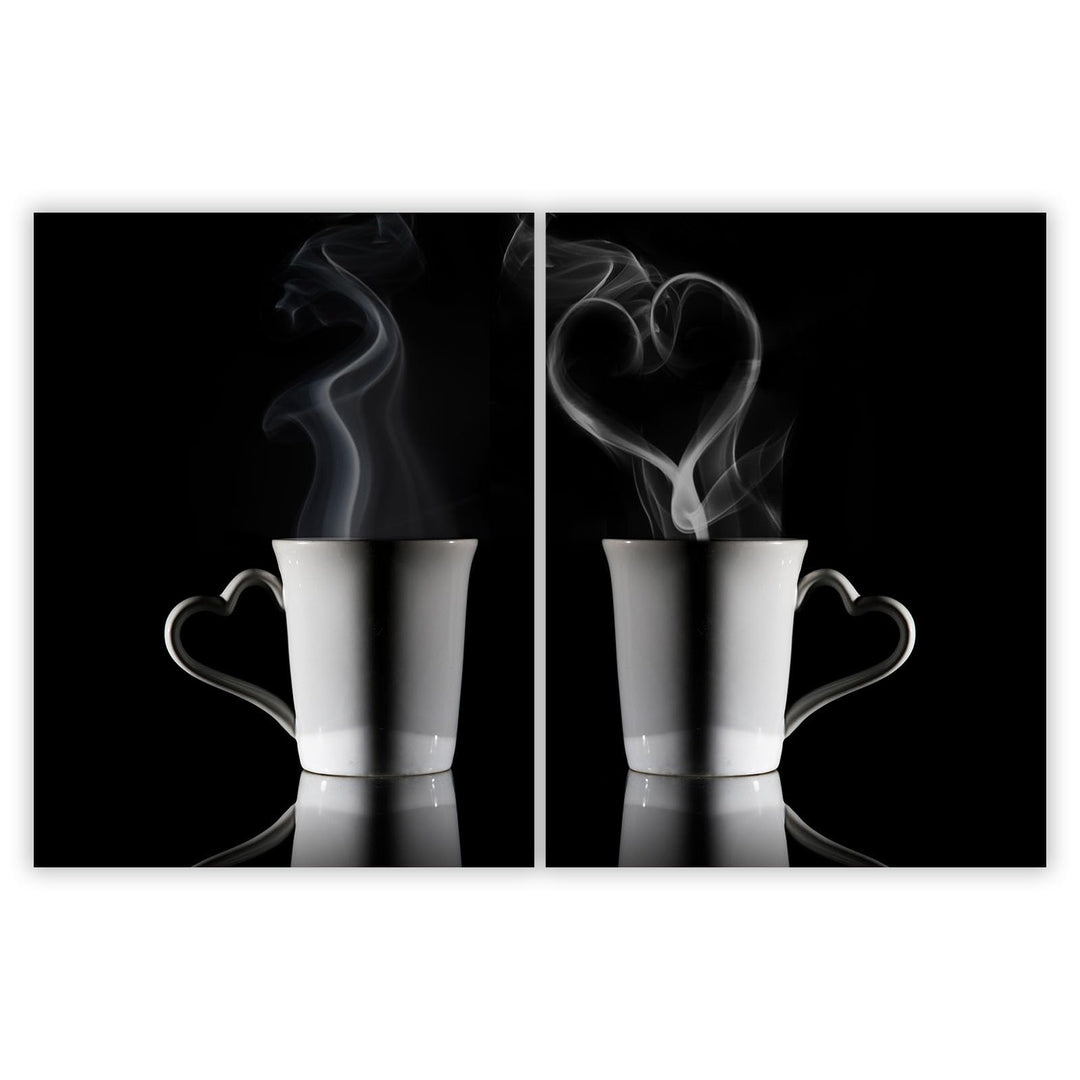 SmartDecoration Herdabdeckplatte Ceranfeldabdeckung aus Glas 2 x 40x52 cm Zweiteilig Motiv "Kaffee"