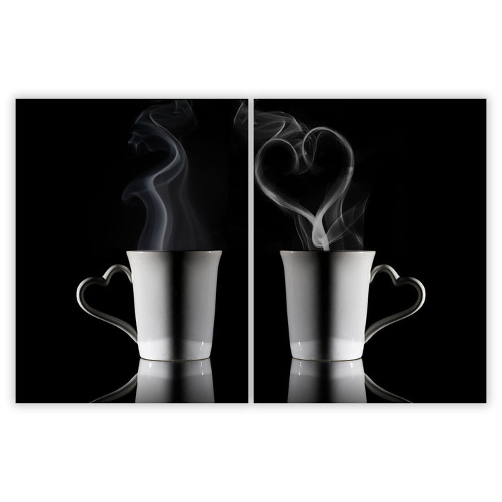 SmartDecoration Herdabdeckplatte Ceranfeldabdeckung aus Glas 2 x 40x52 cm Zweiteilig Motiv "Kaffee"