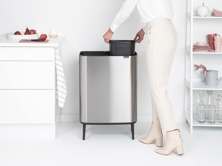 Brabantia Bo Touch Abfalleimer Hi Recycling 2 x 30L, Stahl matt gegen Fingerabdrücke
