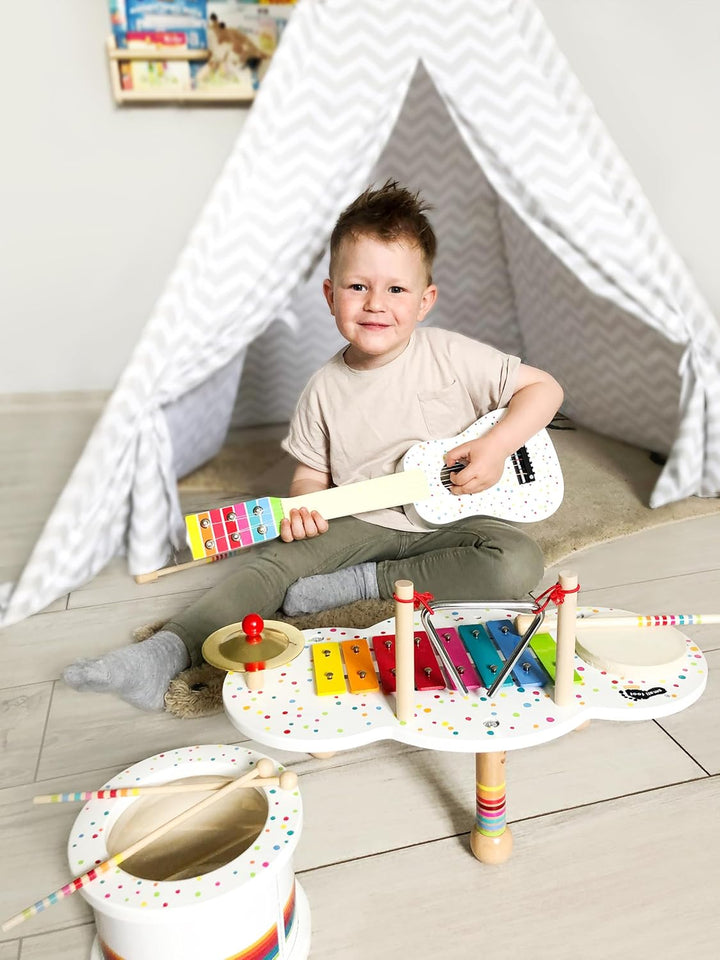 small foot Kinder-Gitarre "Sound" aus Holz, Musikinstrument schult Rhythmus- und Taktgefühl, ab 3 Ja