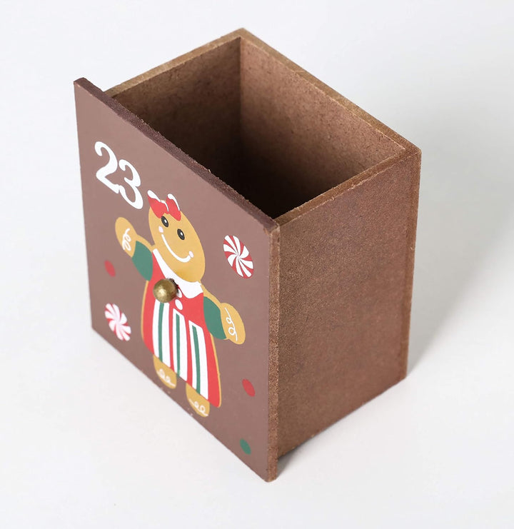 Brubaker Adventskalender aus Holz zum Befüllen - Lebkuchenhaus mit LED-Beleuchtung - Wiederverwendba
