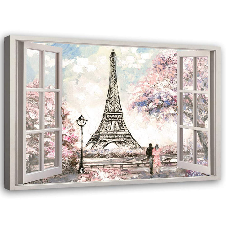 Feeby Viles - Leinwand Bilder - Fensterblick Natur- 120x80 cm- Deko Wohnzimmer - Wandbilder Schlafzi