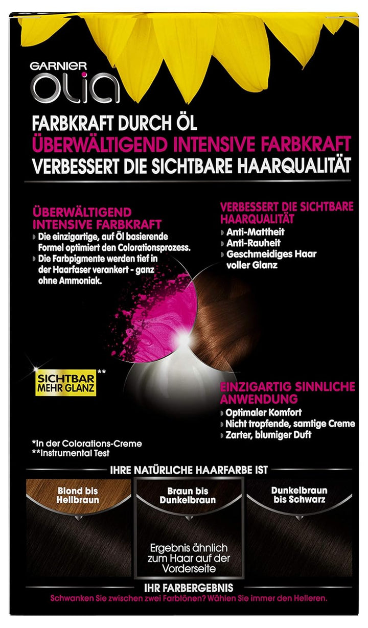 Garnier Olia Dauerhafte Haarfarbe ohne Ammoniak, Mit pflegenden und natürlichen Ölen, Vollständige G