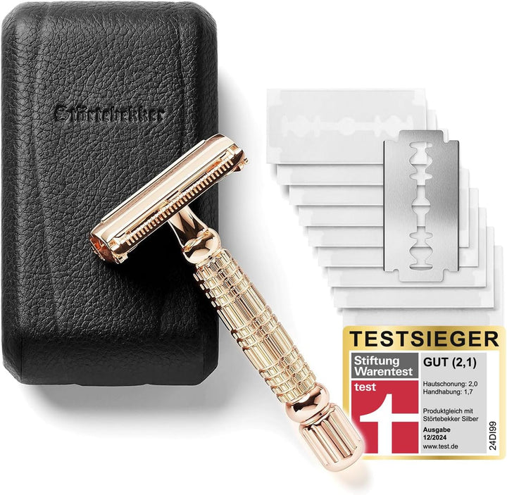 NEU: Störtebekker® Premium Rasierständer "Hamburg" im Set mit Rasierhobel "Hamburg" - Rosé-Gold - ho