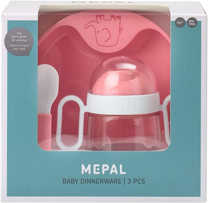 Mepal – Baby 3er Geschirrset Mio – Inklusive auslaufsicherem Trinkbecher, Lernteller & Lernlöffel –