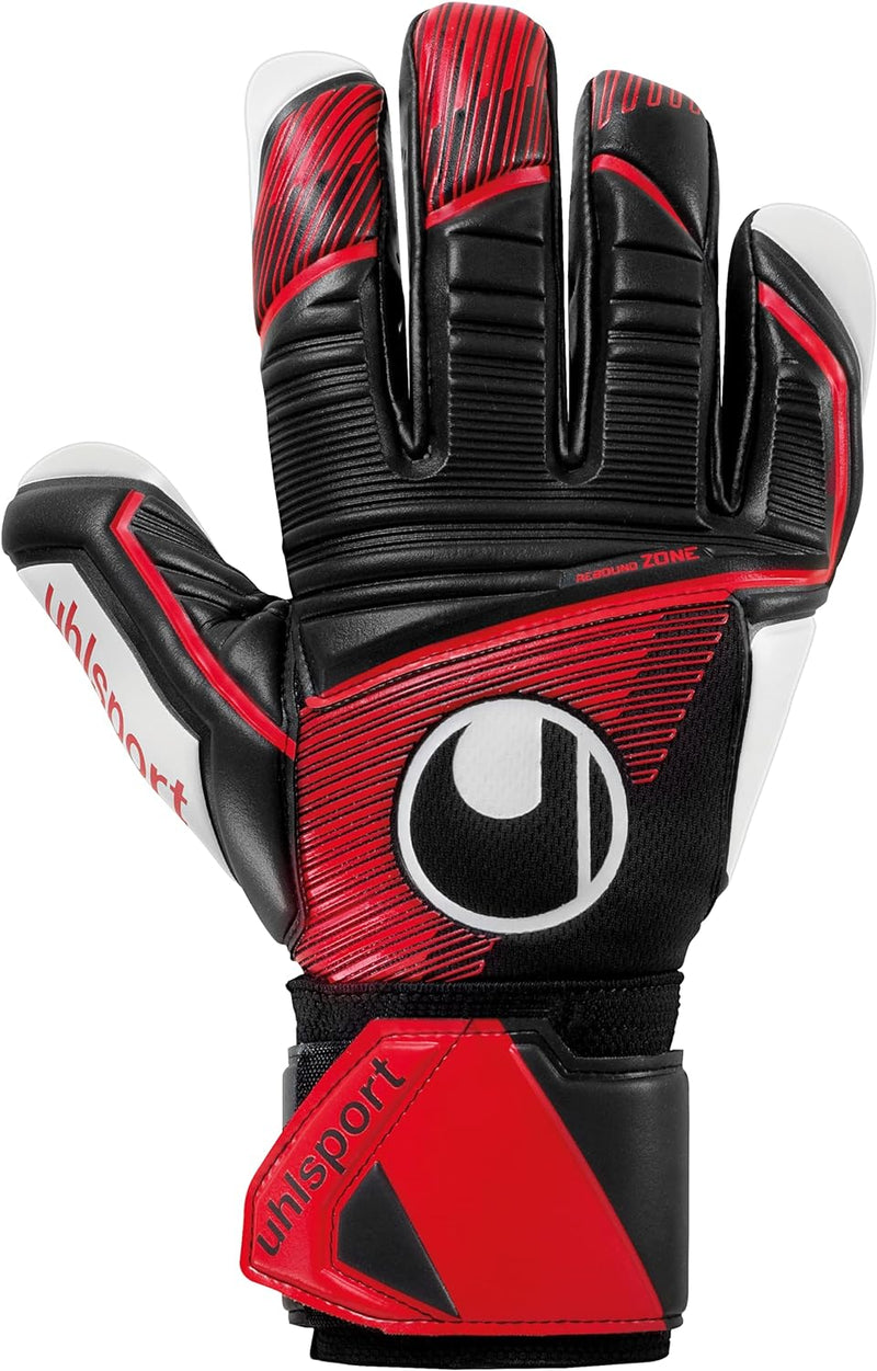 uhlsport Unisex Jugend Powerline Supersoft Hn Fussball Torwarthandschuhe 8 schwarz/rot/weiss, 8 schw