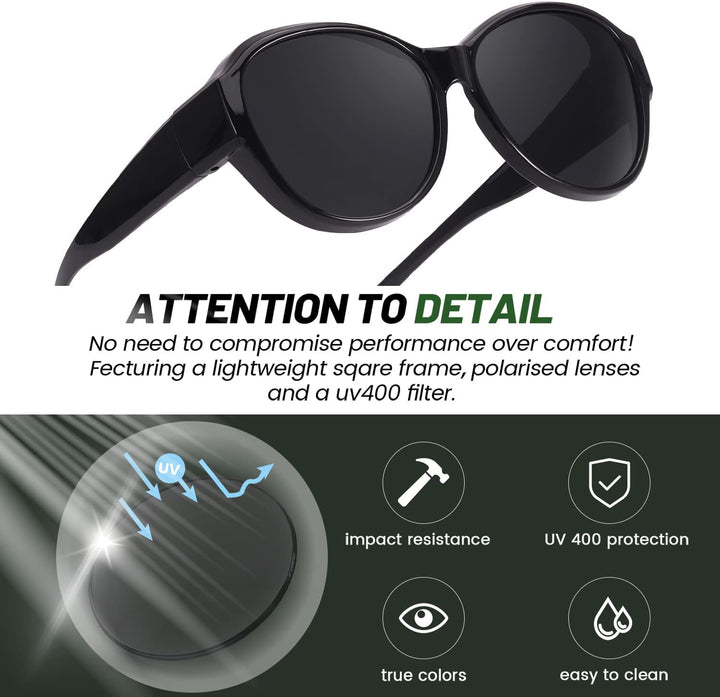 LVIOE Polarisiert Überzieh-Sonnenbrille Damen Herren Fit Over Sonnenbrille zum Aufstecken UV400 Schu