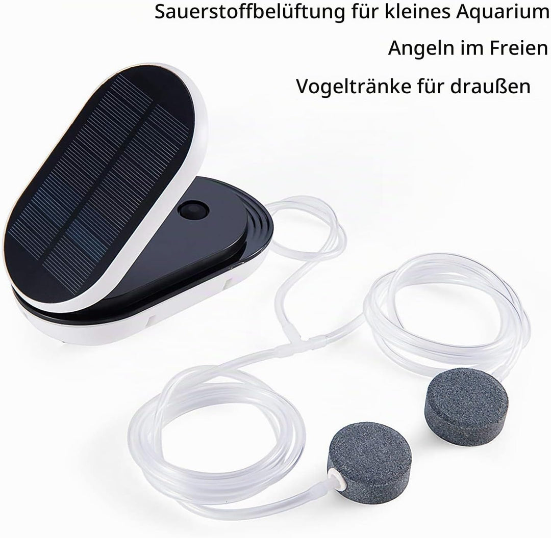 SUNJULY Teichbelüfter Solar, 3 Arbeitsmodi, Leise Einstellbar Aquarium Luftpumpe Sauerstoffpumpe für