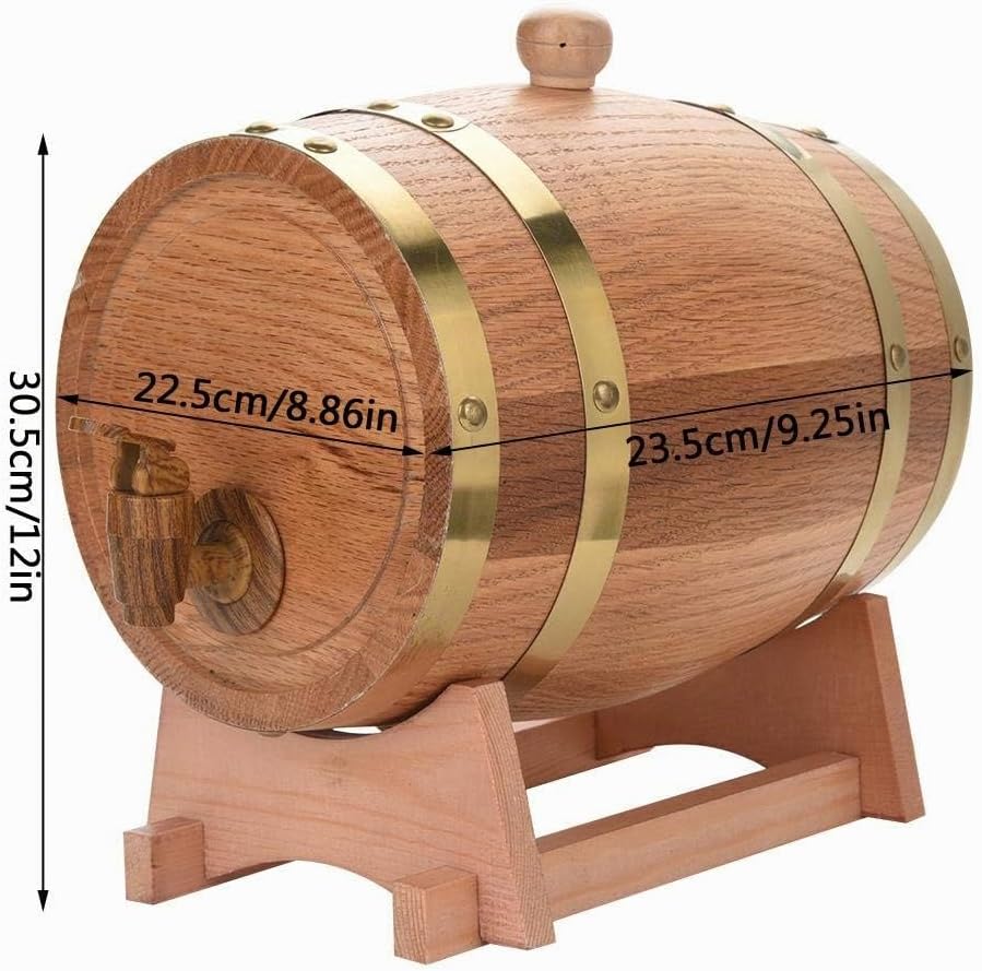 Eichenfass, 1,5/3/5/10 l, Eichenfass für Whisky, Tequila, Weinflasche, Holzfass, auslaufsicher (3 l)