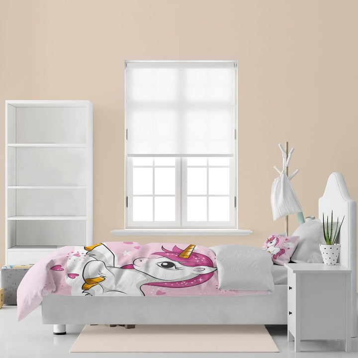 AVJWWD Einhorn Bettwäsche Set Kinder Mikrofaser Bettwäsche Cartoon Einhorn 3D Gedruckt Bettbezug 3 T