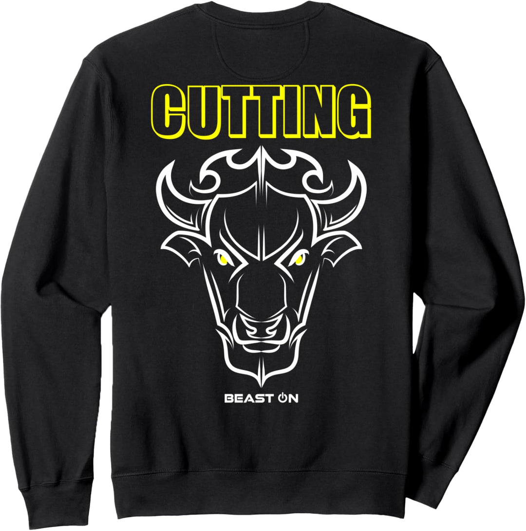 Stier Bulle Kopf Gym Fitness Rücken Motiv Gains Cutting Gelb Sweatshirt