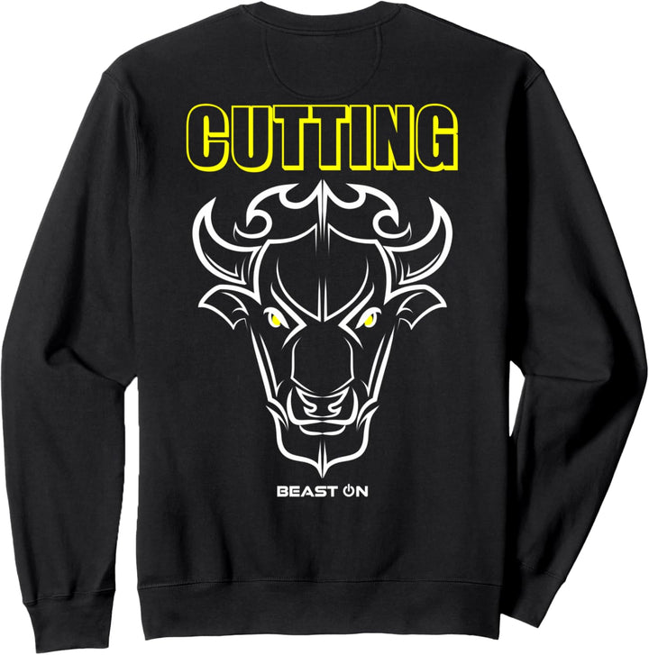 Stier Bulle Kopf Gym Fitness Rücken Motiv Gains Cutting Gelb Sweatshirt