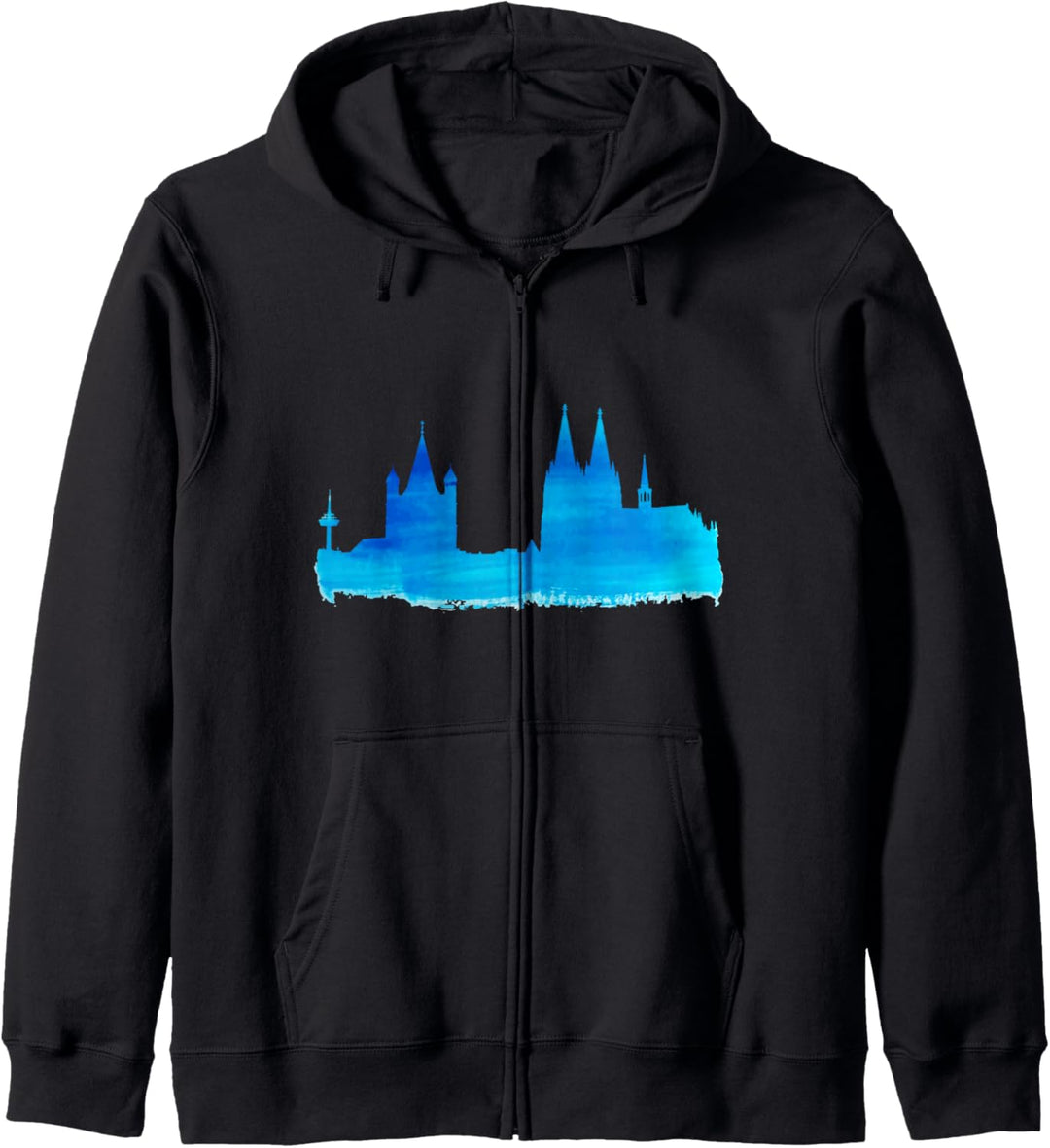 Kölner Skyline Aquarell Malerei Kölner Karneval Dom Fan Köln Kapuzenjacke
