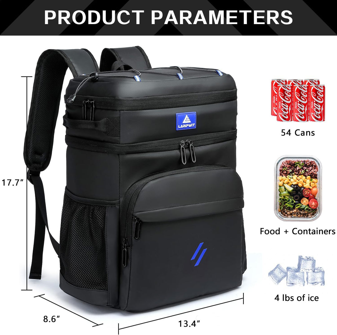 Laripwit Kühlrucksack 54 Dosen Thermo Kühltasche Rucksack Gross Isolierte Doppeldeck mit Kühlfach fü