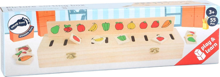 small foot Bildersortierbox aus Holz, mit 50 Symbolplättchen, schult die Form- und Farberkennung, ab