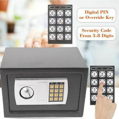 Digital Safe Tresor mit Schlüssel, Möbeltresor Wasserdichte, Elektr. Tresor Mini Safe Elektronischer