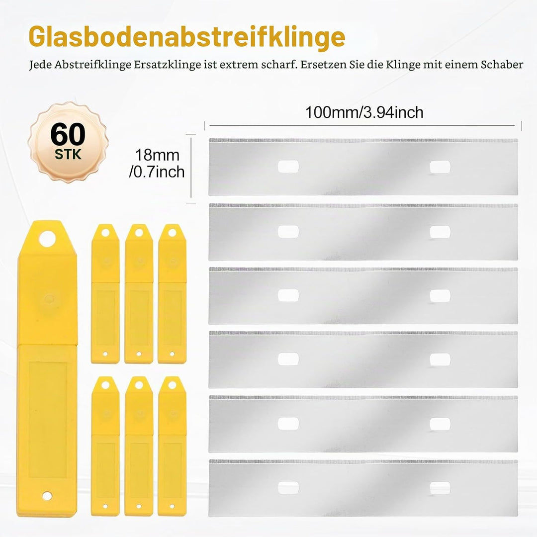 60 Stück Ersatzklinge Für Schaber 100mm, Klingen Für Farbschaber, Teppichschabe, Tapetenschaber, Tap