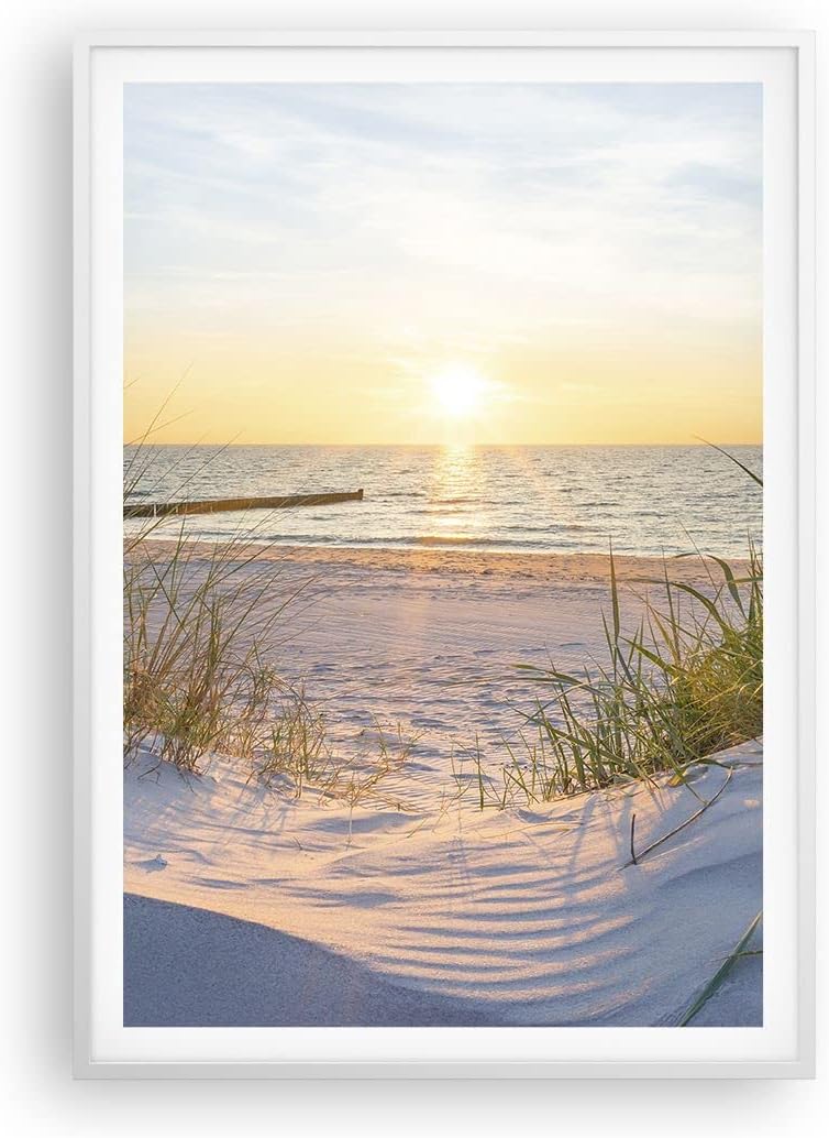 Poster Weissrahmen Deko 70x100cm Düne Strand Meer Wandposter Art Prints Wanddeko Bild Wand Kunstdruc