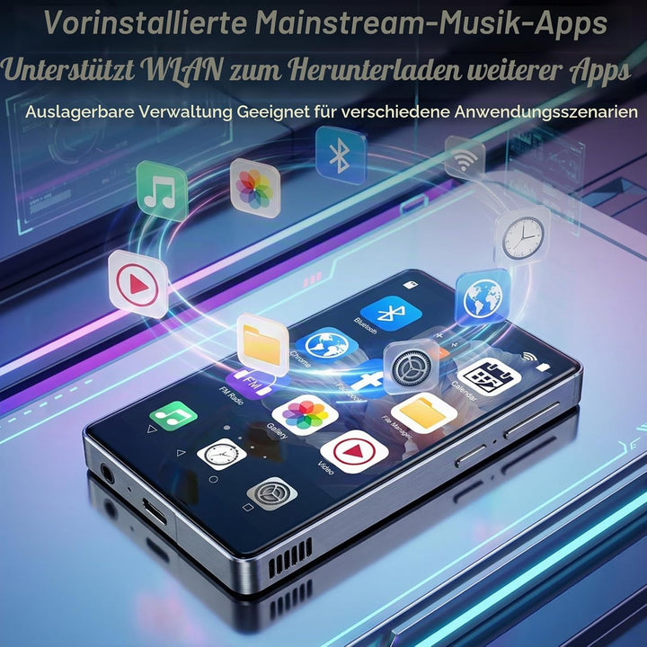 96GB MP3 Player mit Bluetooth und WiFi, Android 13 Musik und MP4 Player für Kinder, 4 Zoll IPS Touch