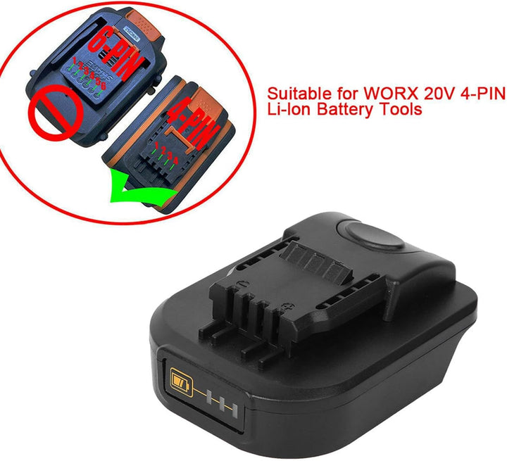 FTVOGUE Batterieadapter für Makita 18V Konvertieren für Worx 20V 4-Pin Elektrowerkzeug Zubehör