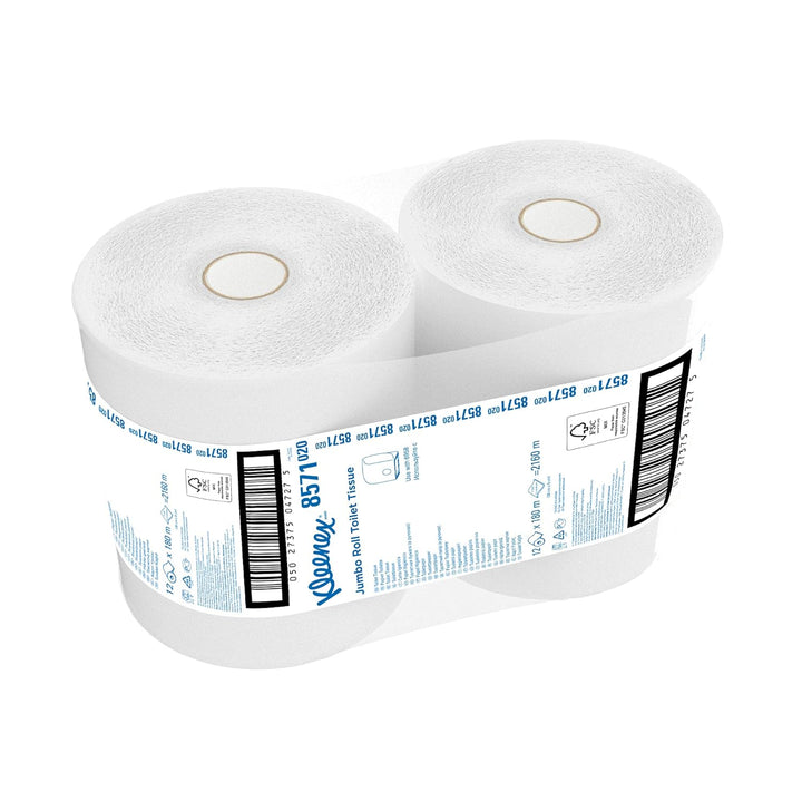 Kleenex Jumbo Toilettenpapier-Rolle 8571-12 x 180 m weisse, 2-lagige Rollen