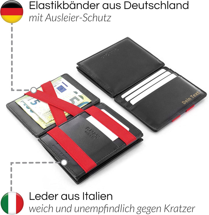 Jaimie Jacobs Flap Boy mit Gravur - Das Original - Magischer Geldbeutel mit Münzfach RFID-Schutz Ges