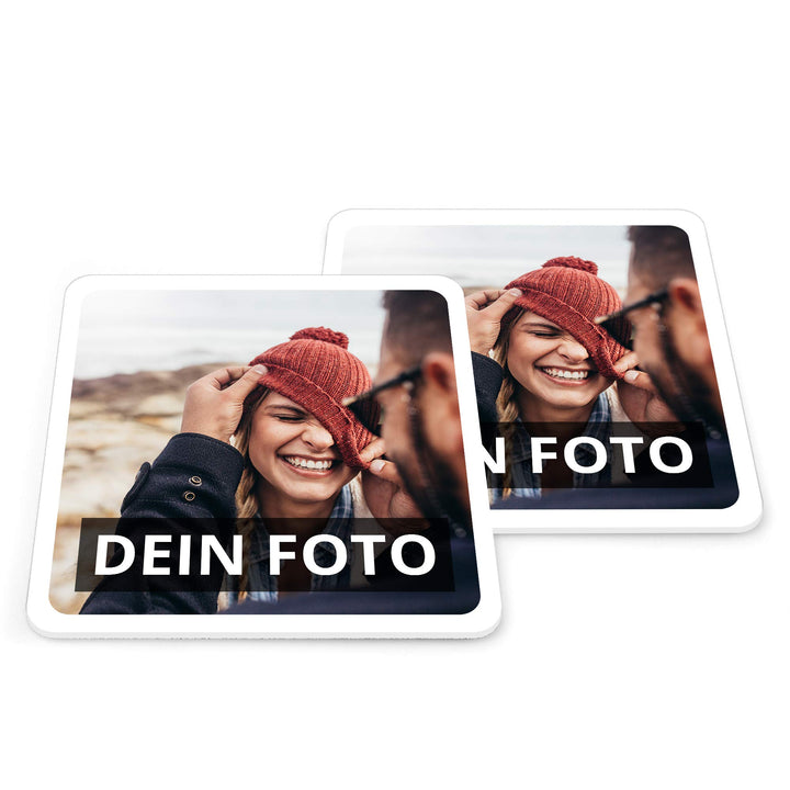 Untersetzer mit Foto personalisiert - Personalisierbare Kunststoff Untersetzer Bedrucken (Eckig) (Ku