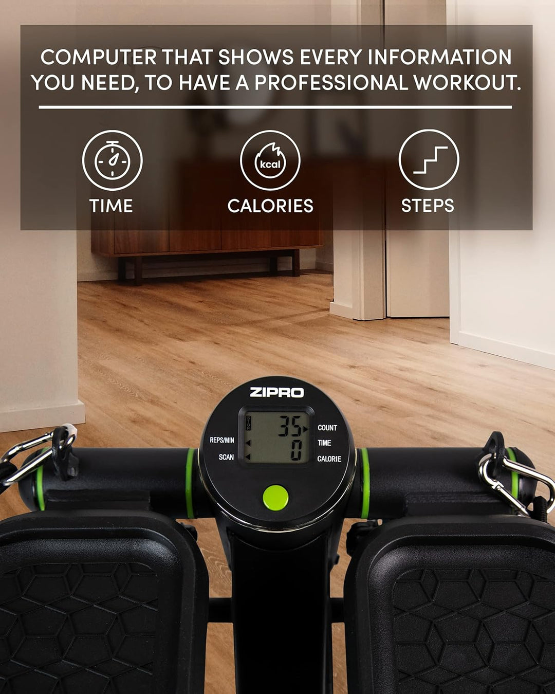Zipro Roam Stepper Mini-Fitnessgerät inkl. LCD-Trainingscomputer mit vielen Funktionen Fitnesstraini