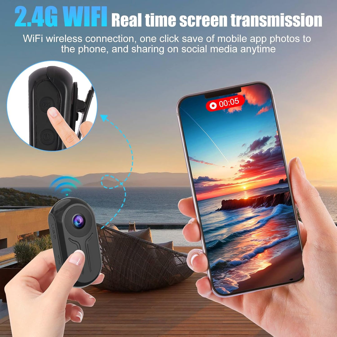 OBEST Mini Action Cam WiFi Action Kamera 2K Bodycam Körperkamera mit Bildschirm, Magnetisch Motorrad