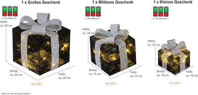 Bambelaa! 3er Led Deko Geschenke Leucht Boxen Timer Weihnachts Dekoration Weihnachtsdeko Beleuchtet