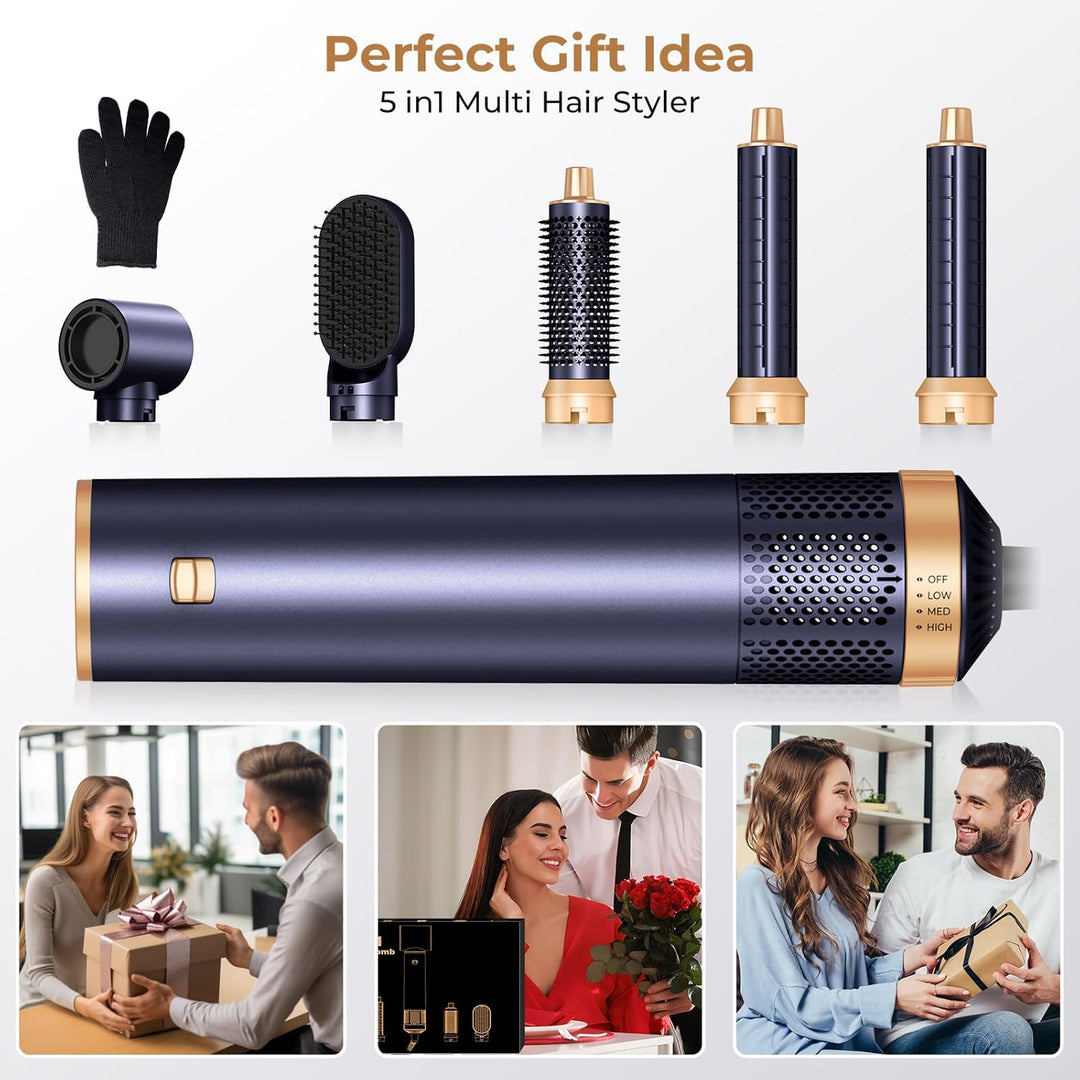 5 in 1 Haarstyler für Alle Haartypen zum Styling Volumen (Blau), Blau