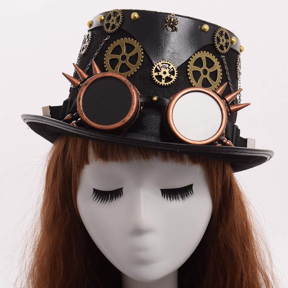 GRACEART Zauberkasten Steampunk Zylinder Hut Steampunk Herren and Steampunk Damen with Goggles, Gear