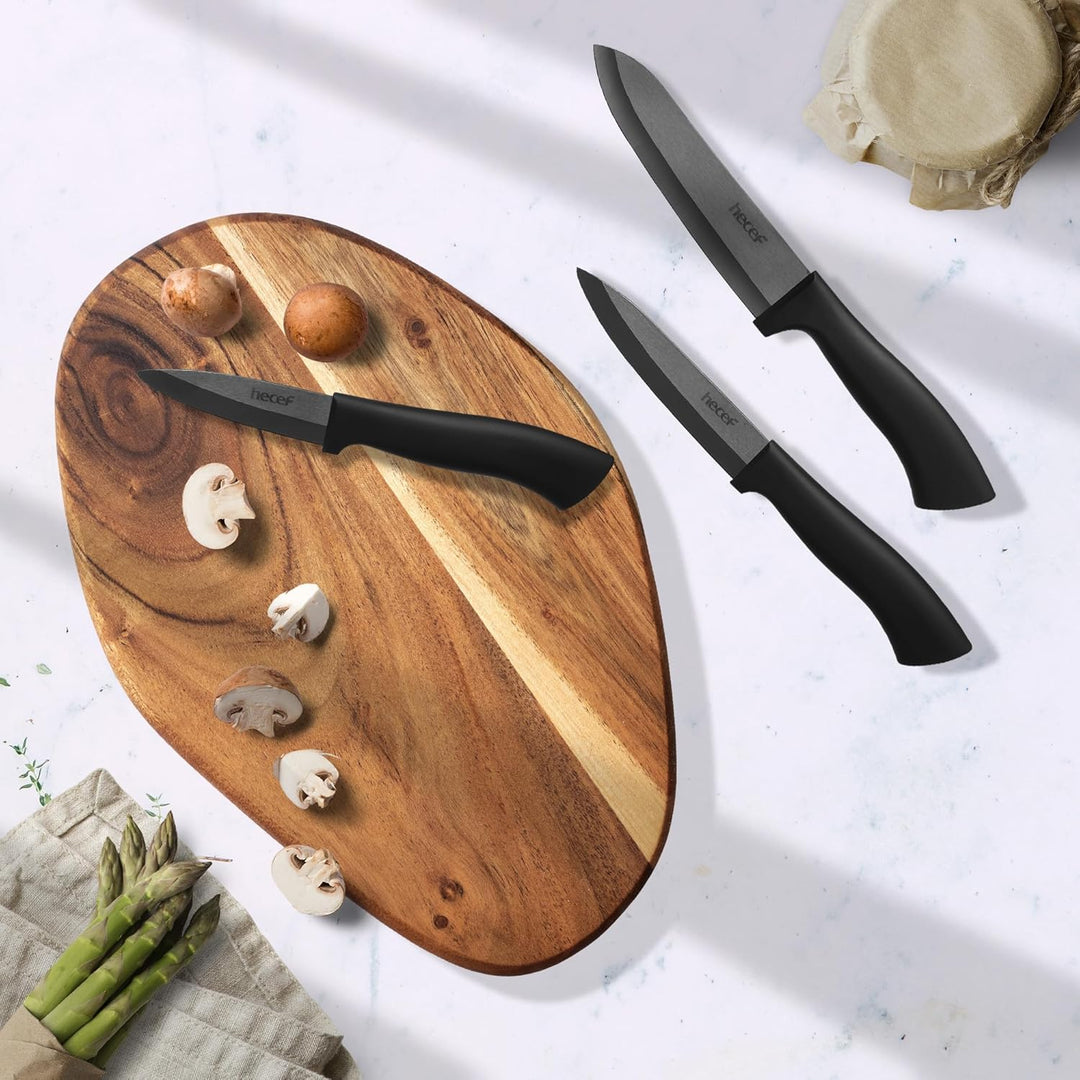 hecef Keramikmesser set 3-teilig, Scharf Küchenmesser Set Nie Eingerostet, Keramikmesser Klein mit S