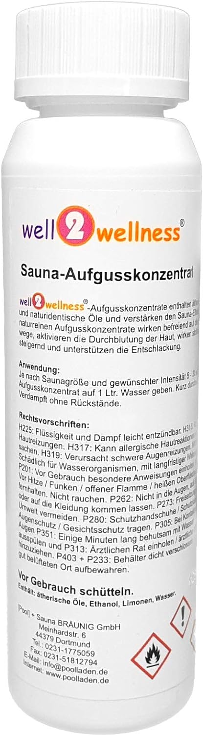 well2wellness® Saunaaufguss Set 'Probierset/Starter Set' 6 x 125 ml + gratis 10g Mentholkristalle Pr