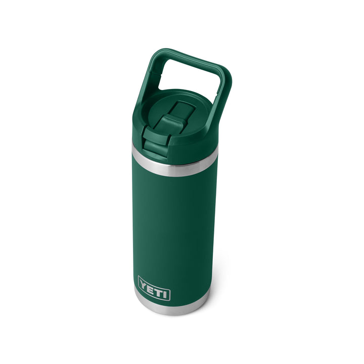 YETI Rambler C Flasche Mit Farblich Abgestimmtem Trinkhalmdeckel, Black Forest Green, 18 oz (532 ml)