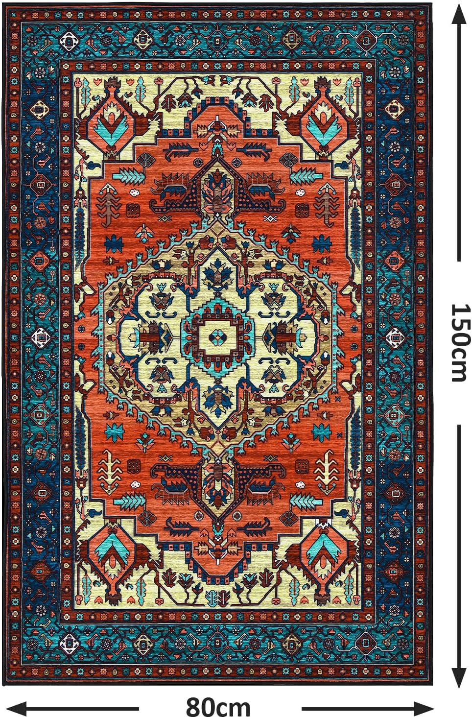 WONGS BEDDING Boho Teppich Wohnzimmer Schlafzimmer Kurzflor Teppiche Waschbar Weich rutschfest Vinta
