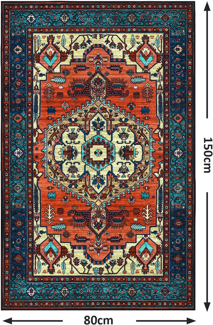 WONGS BEDDING Boho Teppich Wohnzimmer Schlafzimmer Kurzflor Teppiche Waschbar Weich rutschfest Vinta